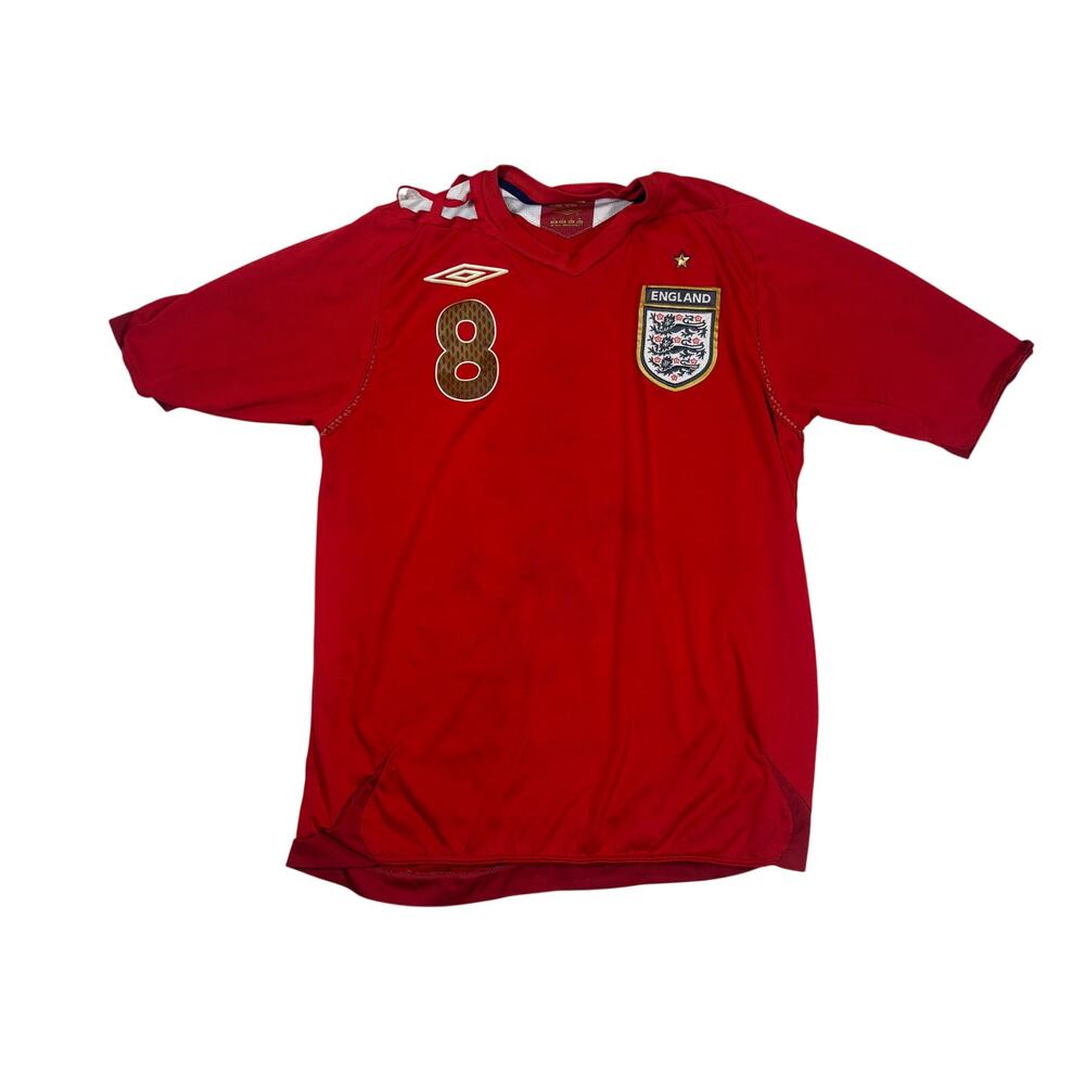 England 2006-2008 Away Football T Shirt Small Red Umbro #8 Frank Lampard - Picture 2 of 15